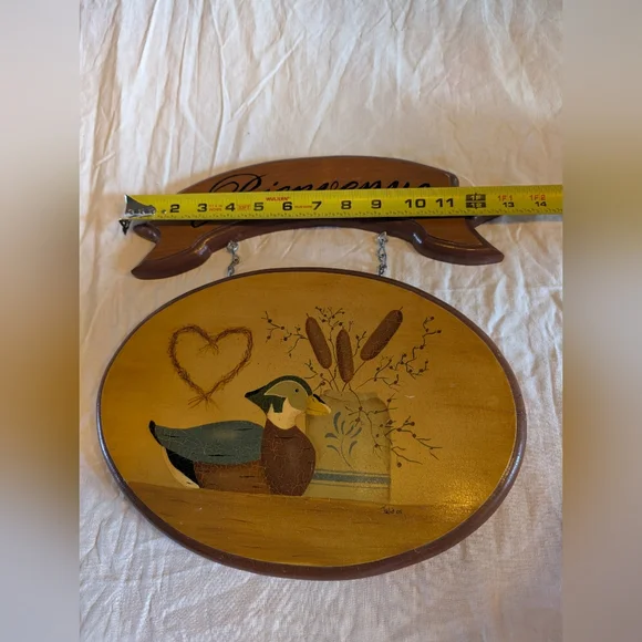 2/30$ Vintage Bienvenue Duck Wall Art - Brown, Blue, Yellow - Picture 3 of 6